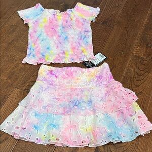 Flowers by Zoe Pastel Tie-Dye Kids Skirt and Top Set